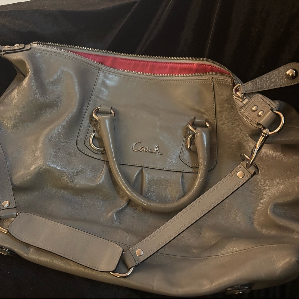 Coach Taupe Leather Shoulder Bag